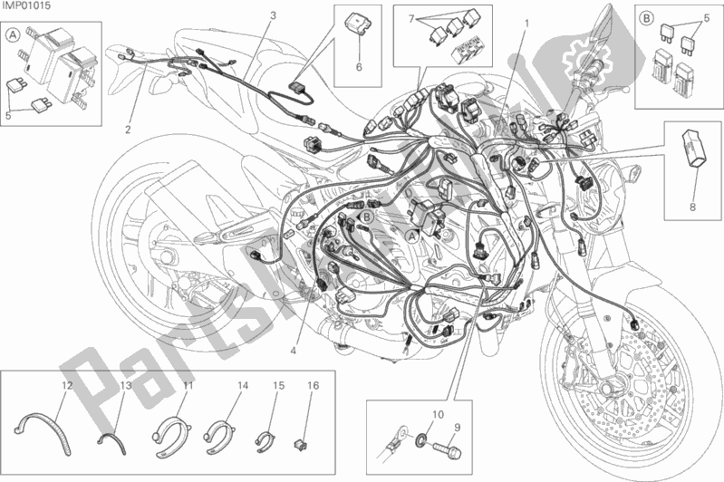 Todas as partes de Chicote De Fiação do Ducati Monster 821 Dark 2017